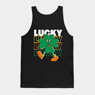 Funny Clover Leaf Character| St. Patrick Lucky Clover Leaf Mascot Tank Top